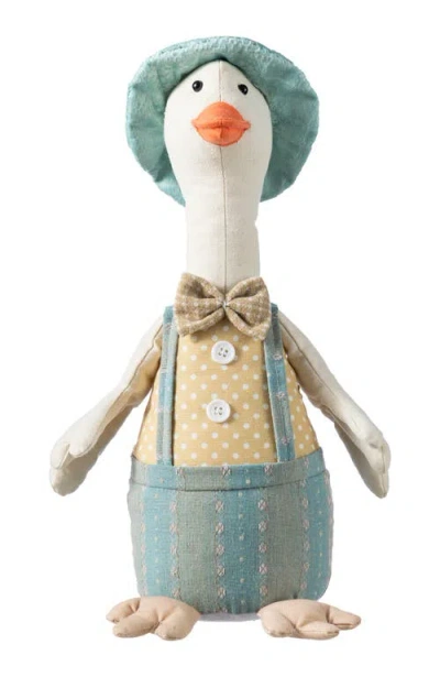 Glitzhome Easter Fabric Boy Duck Figurine In Multi