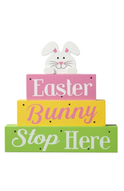 Glitzhome Easter Led Lighted Wooden Bunny Block Word Sign In Multi