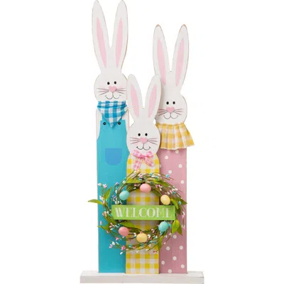 Glitzhome Easter Wooden Bunny Family Porch Decor In Multi