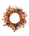 Glitzhome Fall Eucalyptus Berry Wreath, 22" In Pumpkin