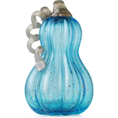 Glitzhome Fall Glass Gourd Pumpkins With Glitter In Blue
