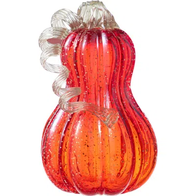 Glitzhome Fall Glass Gourd Pumpkins With Glitter In Red