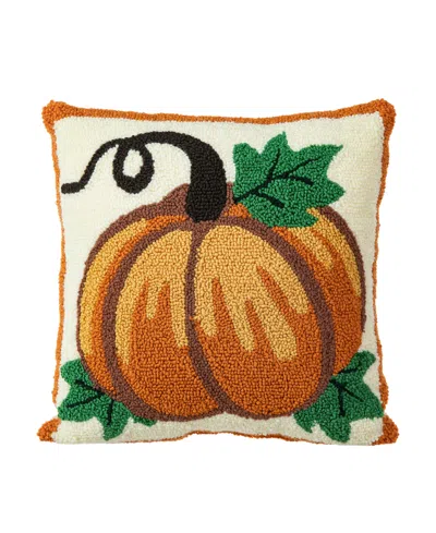 Glitzhome Fall Hooked Sunflower Decorative Pillow, 14" X 14" In Orange