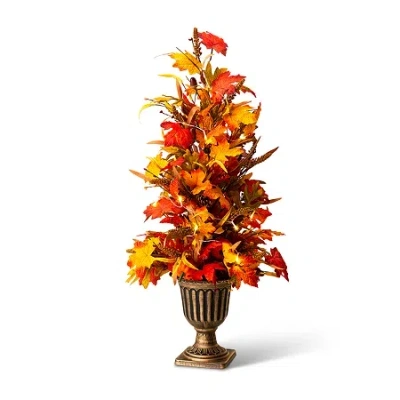Glitzhome Fall Lighted Maple Leaves Tree Thanksgiving Porch Sign In Orange