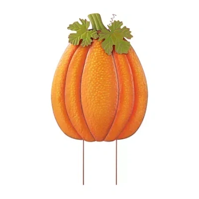 Glitzhome Fall Metal Embossed Pumpkin Thanksgiving Yard Art In Animal Print