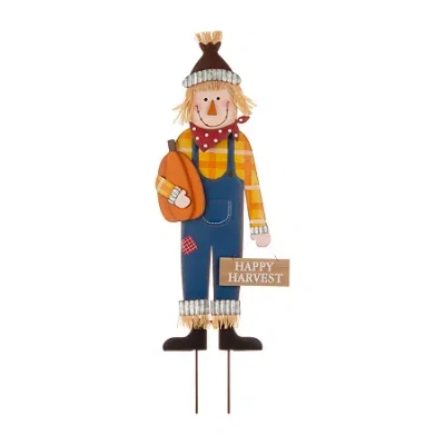 Glitzhome Fall Metal Scarecrow Thanksgiving Yard Art In Multi
