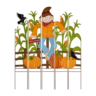 Glitzhome Fall Metal Scarecrow Thanksgiving Yard Art In Multi