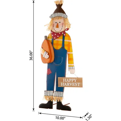 Glitzhome Fall Metal Scarecrow Yard Stake Or Standing Or Hanging Sign In Multi