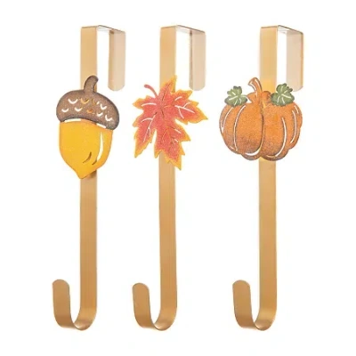 Glitzhome Fall Metal Wreath 3-pc. Wall Hook In Multi