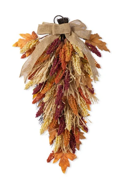Glitzhome Fall Multi-colored Sorghum Teardrop In Brown