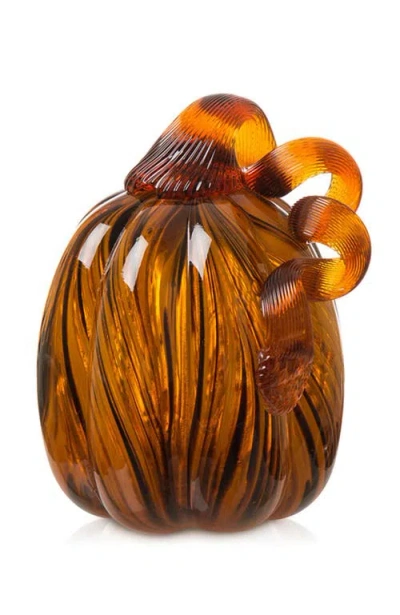 Glitzhome Fall Multi-style Short Glass Pumpkins In Orange