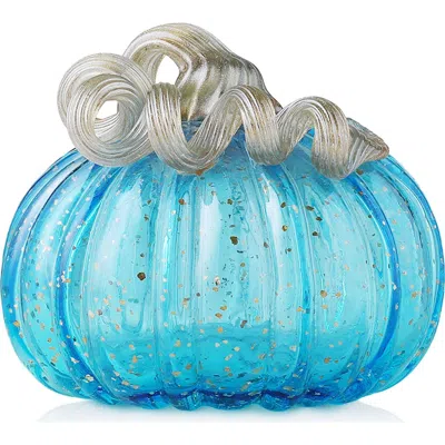 Glitzhome Fall Multi-style Small Glass Pumpkins In Blue