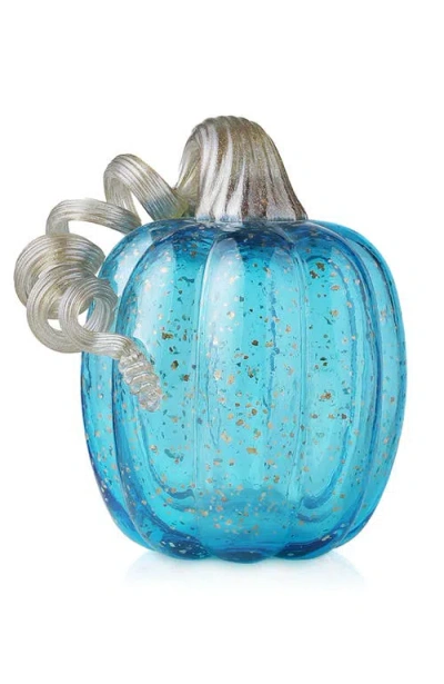 Glitzhome Fall Multi-style Short Glass Pumpkins In Blue