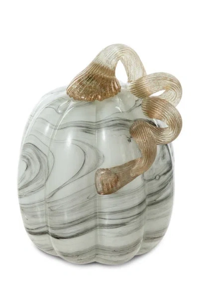 Glitzhome Fall Multi-style Short Glass Pumpkins In Gray