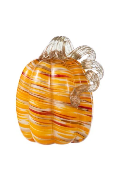 Glitzhome Fall Multi-style Short Glass Pumpkins In Orange