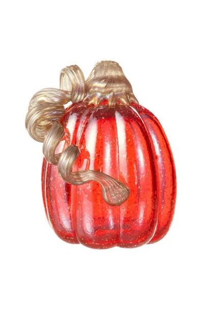 Glitzhome Fall Multi-style Short Glass Pumpkins In Red
