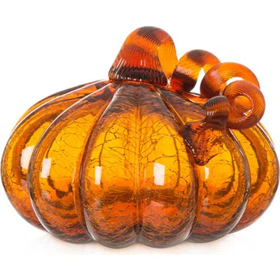 Glitzhome Fall Multi-style Small Glass Pumpkins In Brown