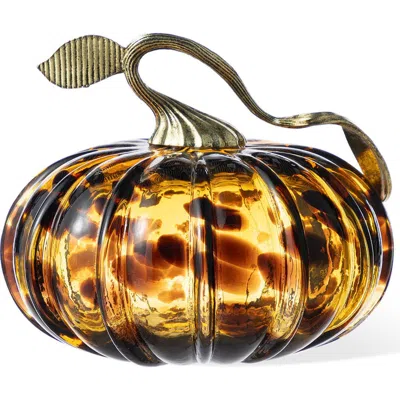 Glitzhome Fall Multi-style Small Glass Pumpkins In Brown