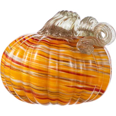 Glitzhome Fall Multi-style Small Glass Pumpkins In Orange