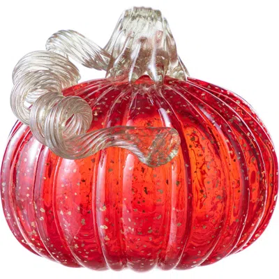Glitzhome Fall Multi-style Small Glass Pumpkins In Red