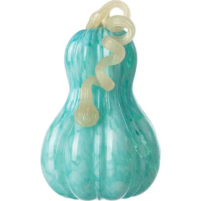 Glitzhome Fall Patterned Glass Gourd Pumpkins In Blue