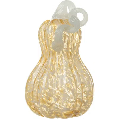 Glitzhome Fall Patterned Glass Gourd Pumpkins In Yellow