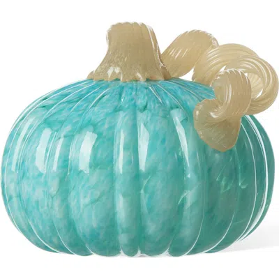 Glitzhome Fall Round Glass Pumpkins In Blue