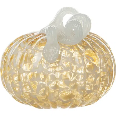 Glitzhome Fall Round Glass Pumpkins In Gold