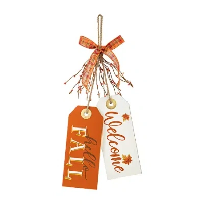 Glitzhome Fall Wooden Door Hanger Wall Sign In Orange