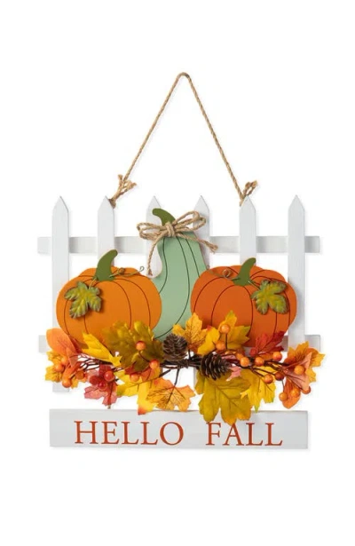 Glitzhome Fall Wooden Patch With Floral Door Hanger In Multi