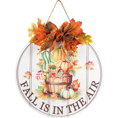 Glitzhome Fall Wooden Round Word Sign Door Hanger In Multi