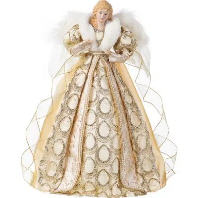 Glitzhome Faux Fur Christmas Elegant Angel Tree Topper In Neutral