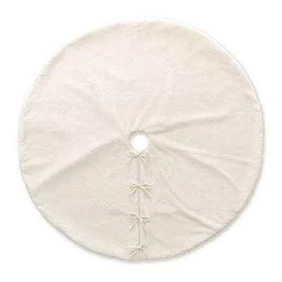 Glitzhome Faux Rabbit Fur Indoor Tree Skirt In White
