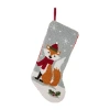 Glitzhome Fox Hooked Christmas Stocking In Multi