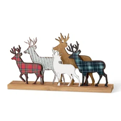 Glitzhome Galvanized Reindeer Christmas Tabletop Decor In White