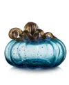 Glitzhome Glass Pumpkin In Blue