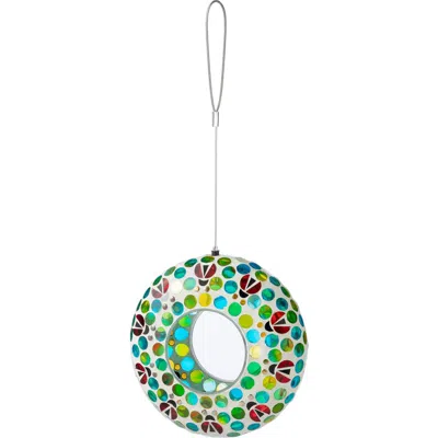 Glitzhome Glass Round Hanging Multi-color Mosaic Birdfeeders