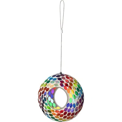 Glitzhome Glass Round Hanging Multi-color Mosaic Birdfeeders