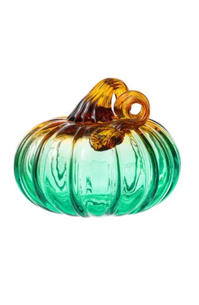 Glitzhome Gradient Small Glass Pumpkins In Green