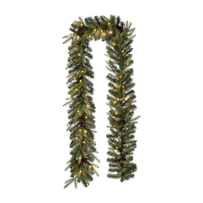 Glitzhome Greenery & Pine Cone Pre-lit Indoor Christmas Garland