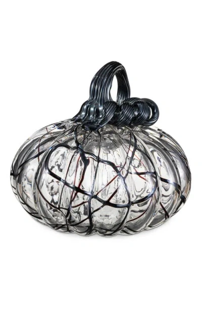 Glitzhome Halloween Abstract Black And White Glass Pumpkin