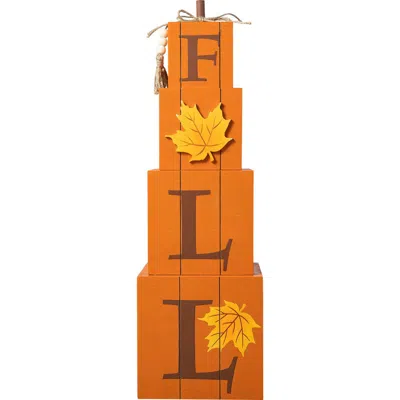 Glitzhome Halloween And Fall Wood Reversible Boxed Porch Decor In Orange