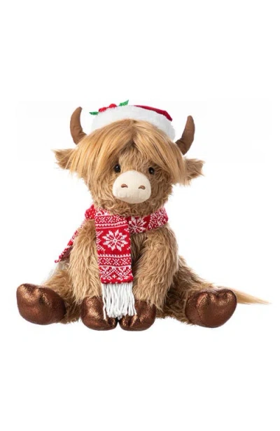 Glitzhome Halloween Fall Or Christmas Fabric Highland Cow In Brown