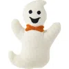 Glitzhome Halloween Hooked Ghost Skeleton Cat Shaped Pillow In White