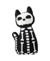 Glitzhome Halloween Hooked Skeleton Cat Shaped Pillow, 9" X 4"