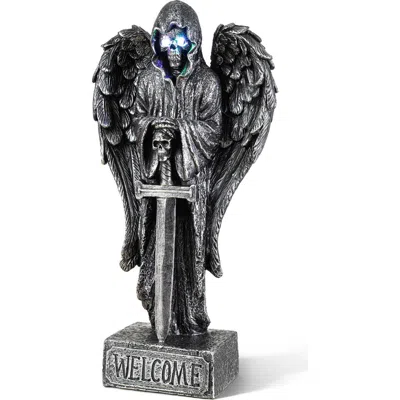 Glitzhome Halloween Lighted Resin Grim Reaper Skulls Candles Table Decor With Timer In Black
