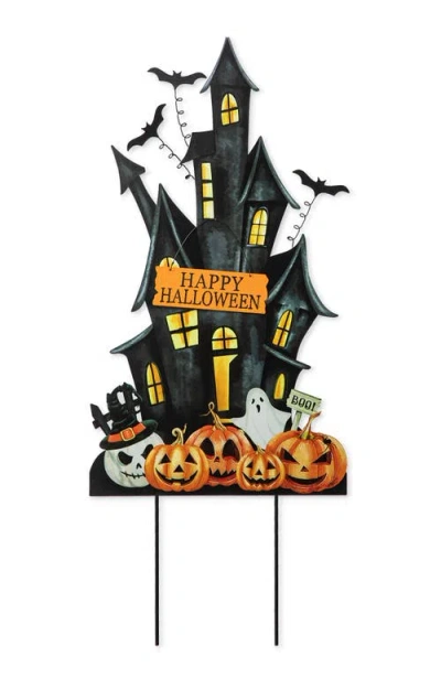 Glitzhome Halloween Metal Haunted House Yard Stake In Black