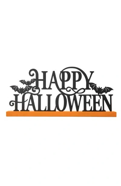 Glitzhome Halloween Wood & Metal Happy Halloween Table Decor In Black