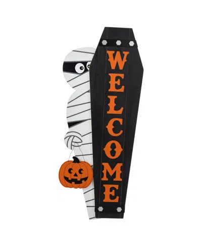 Glitzhome Halloween Wood Mummy And Welcome Coffin Porch Decor, Set Of 2 In Multi