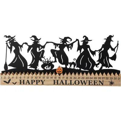 Glitzhome Halloween Wooden & Metal Dancing Witch Or Ghost Silhouette Countdown Table Sign In Black
